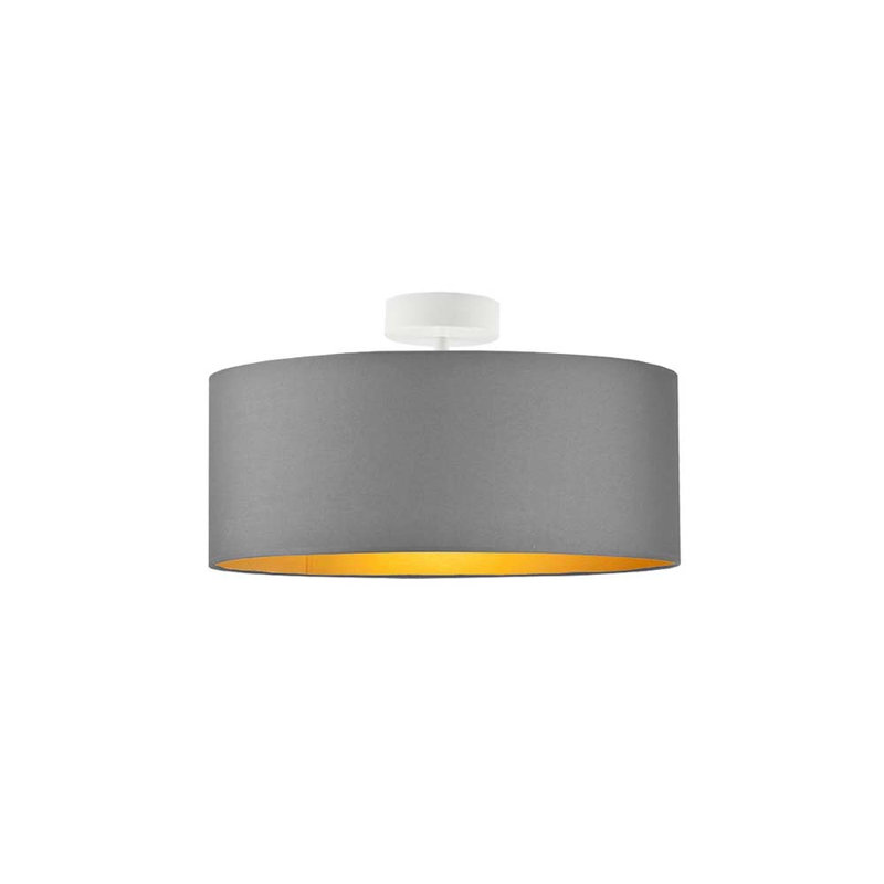 Sunburg Fabric Semi Flush Mount, Grey, White, 30cm H x 40cm W x 40cm D