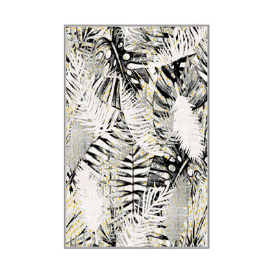 Luxurious Woven Carpet 5.2 x 7.5 ft, 100% Polyester, 0.4 in Pile Height | Antibacterial, Non-Slip PVC Dot Underside, Machine Washable | Elegant 3D Digital Print Design, Perfect for Living Room & Bedroom Décor