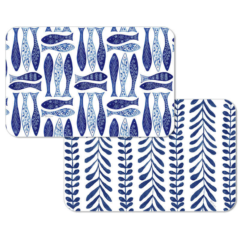 Ensemble de 4 napperons réversibles Chinoiserie Sea