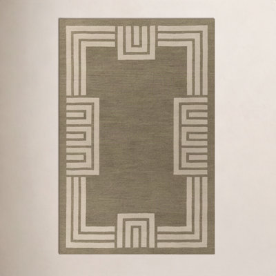 Theresa Green Hand-Woven Geometric Wool Rug