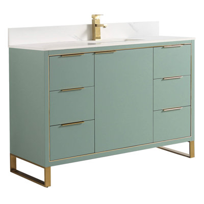 Meuble-lavabo simple autoportant 48 po avec plateau en pierre Gerwyn