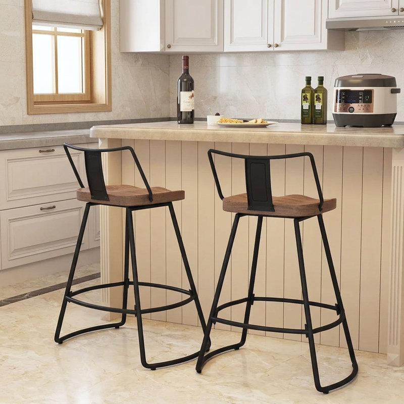 Duncombe Swivel Counter Stool with Steel Frame, Counter Stool (26" Seat Height)