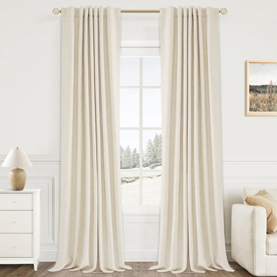 Graciella Thermal Insulated Faux Linen Textured 100% Blackout Curtains for Bedroom Living Room Back Tab/Rod Pocket