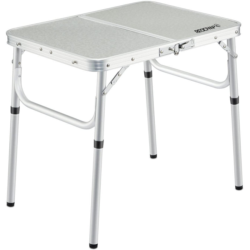 Adjustable Folding Outdoor Table, Portable Aluminum Patio Camping Table, 19'' H x 24'' L x 16'' D