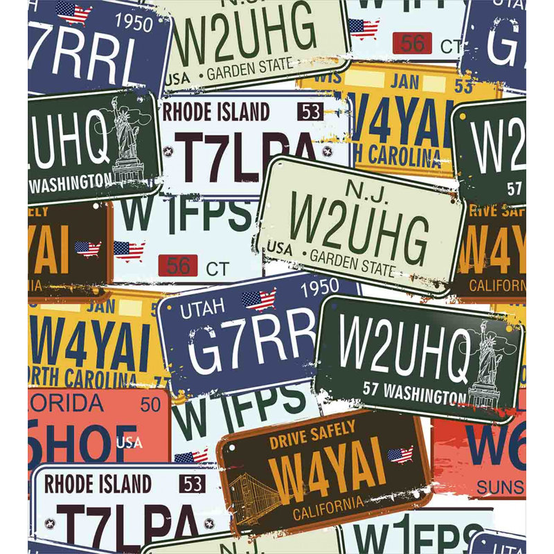 King Size Multicolor License Plate Duvet Cover Set