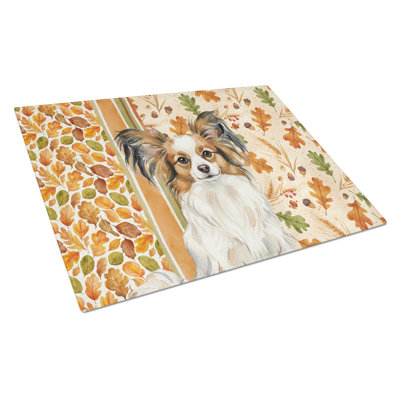 White with Sable Papillon Heirloom Fall Glass Cutting Board