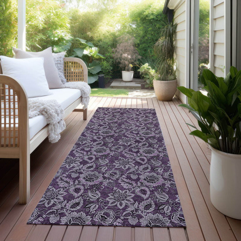Flitwick Flatweave Washable Floral Indoor / Outdoor Rug, Runner 2'3" x 7'6"
