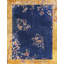 Wool Blue Hand Knotted Pile 1920s Floral Rectangle Antique Rug