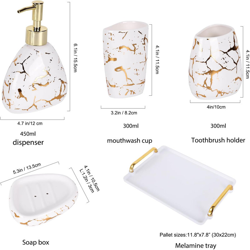 Ceramic White Bathroom Accessory Set