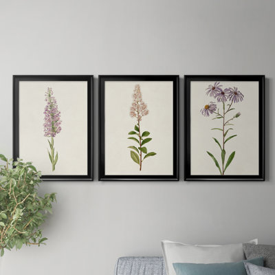 " Mauve Garden Flowers I " 3 - Pieces Painting Print