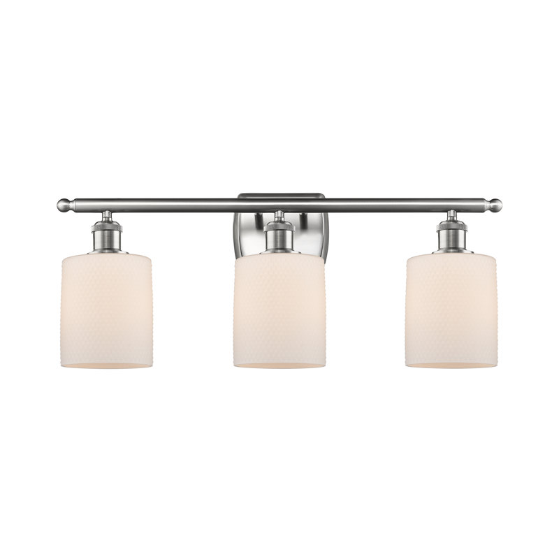Éclairage de salle de bain à intensité variable à 3 lumières Leilani, Ampoule incandescente rétro de 60 watts, Blanc mat