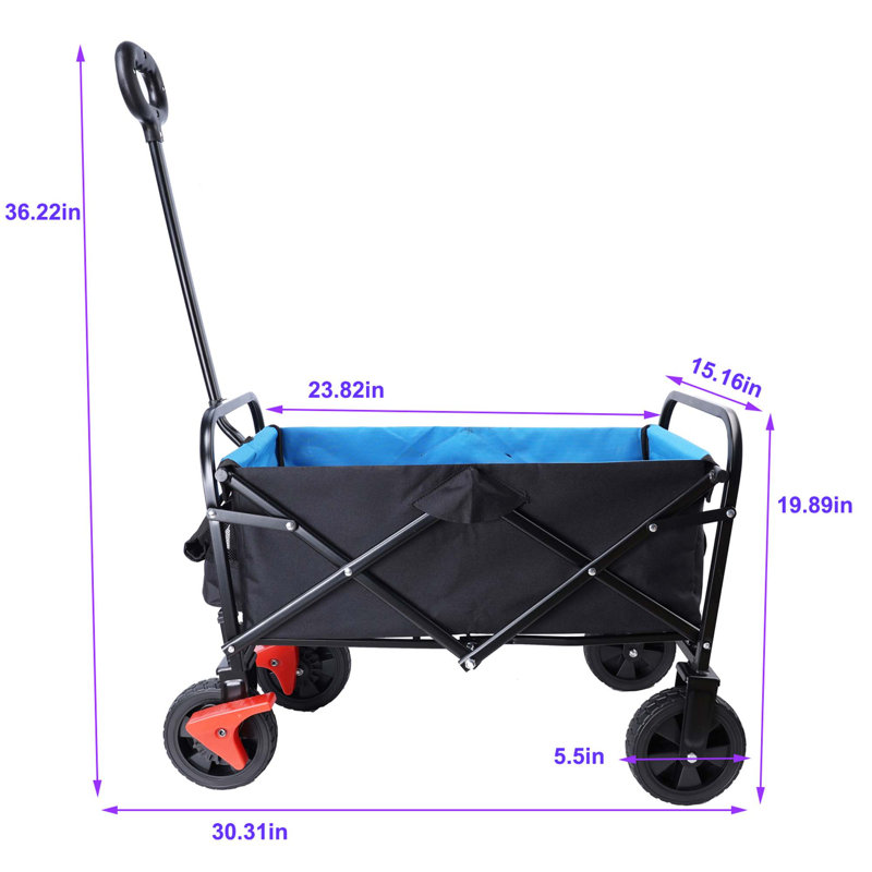 Mini chariot de plage pliable, Noir / Bleu