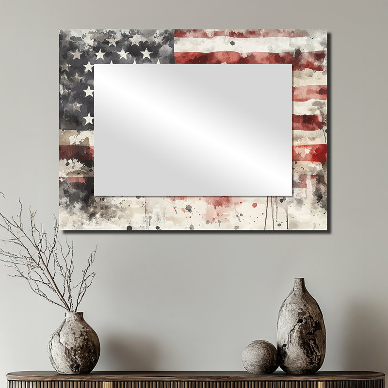 Usa Flag Emancipation Proclamation II - Landscapes Decorative Mirror Wall Art - Printed On Metal, 24" x 32"