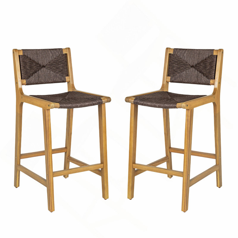 Tabouret de bar d'extérieur en bois d'acacia - Teck