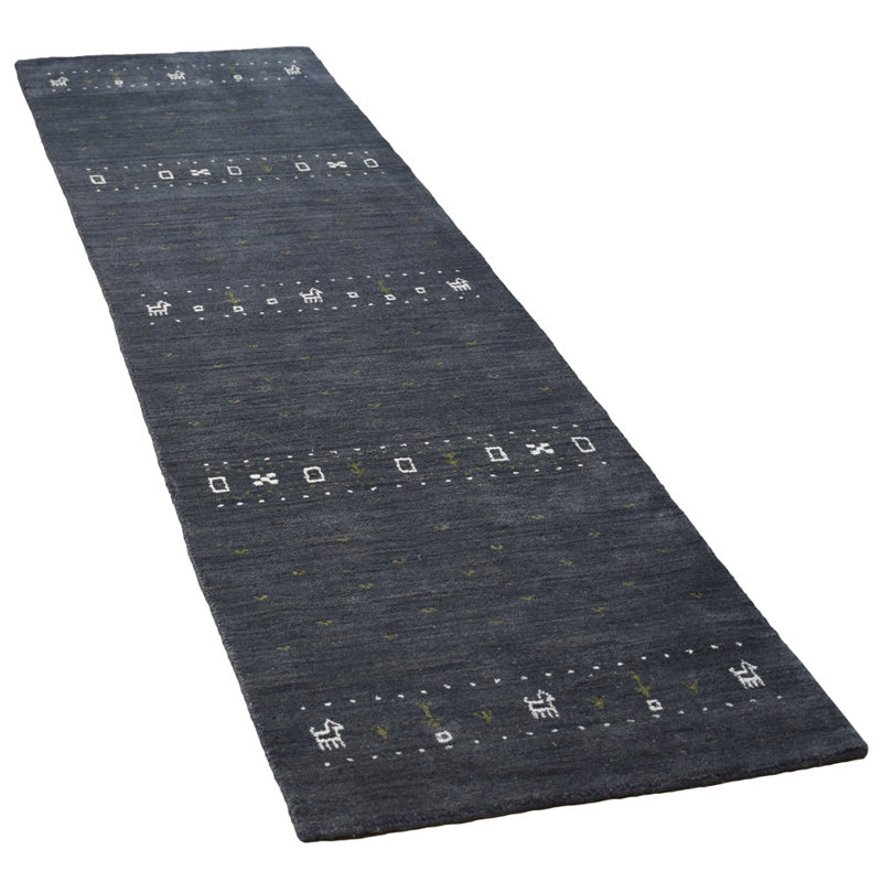 St Catherine Hand Knotted Loom Wool Eco-Friendly Area Rugs  - Hallway Runners, Charcoal Color, Contemporary Modern Design, High Pile Thick Handmade Anti Skid Area Rugs for Living Room, Bed Room