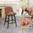 360° Swivel Barstools with Solid Wood Legs,Upholstered Counter Stools with Back