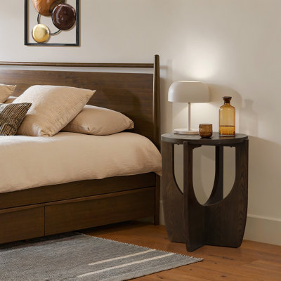 24.4'' H Walnut Finish Round Side Table
