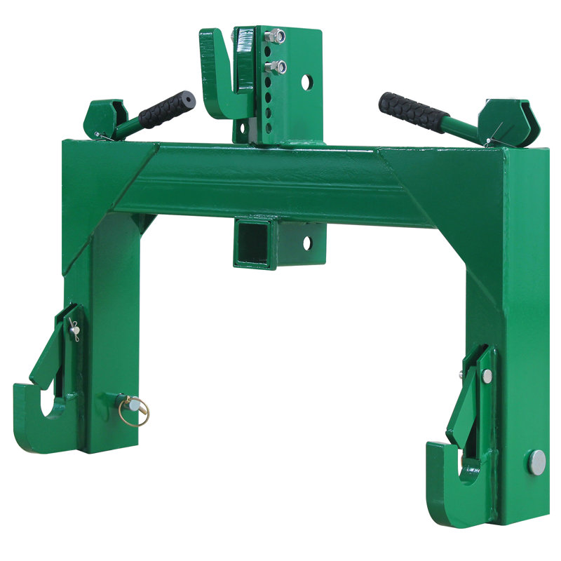 Adaptateur d'attache rapide 3 points 3000lbs pour les tracteurs des catégories 1 et 2 - Système de connexion rapide - Récepteurs doubles - Boulon réglable à 5 niveaux - Convient à la plupart des outils - Accessoire pour équipement lourd - Vert