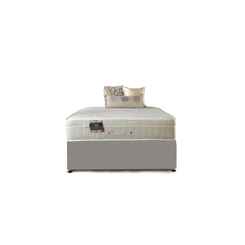 Arkin Upholstered Bed with Mattress, Silver Linen, Small Single (2'6), 2 Drawers