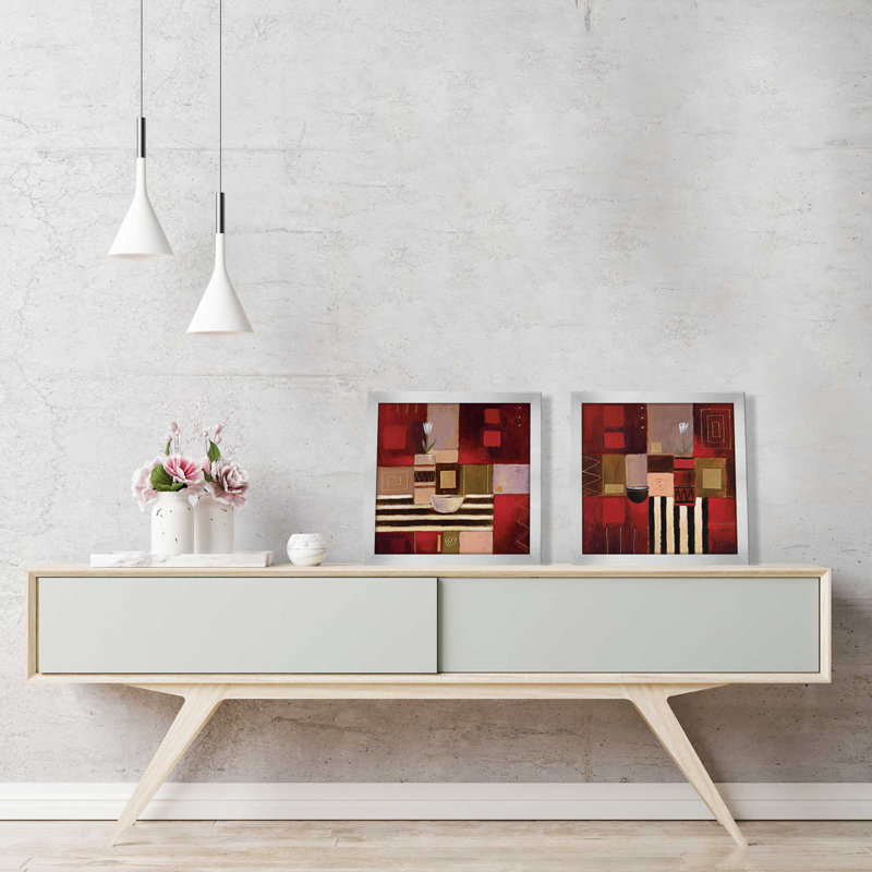 Modern Scarlet Framed On Paper Set