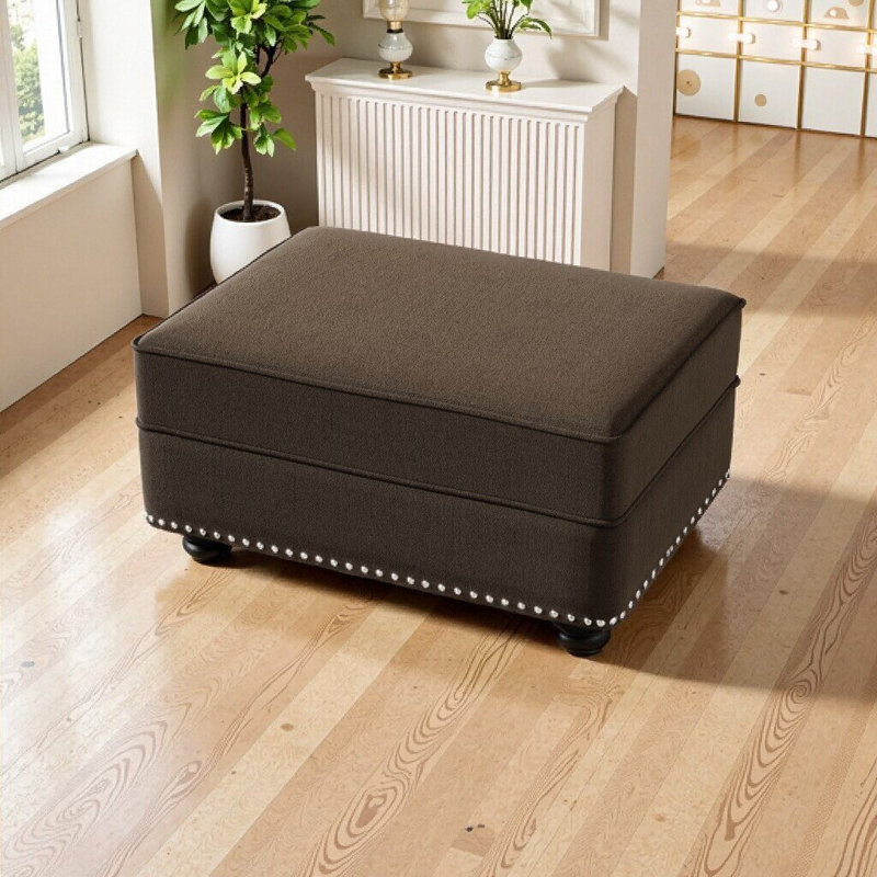 Repose-pieds en velours UnaMara pour le salon, repose-pieds multifonctionnel et table basse, Brun