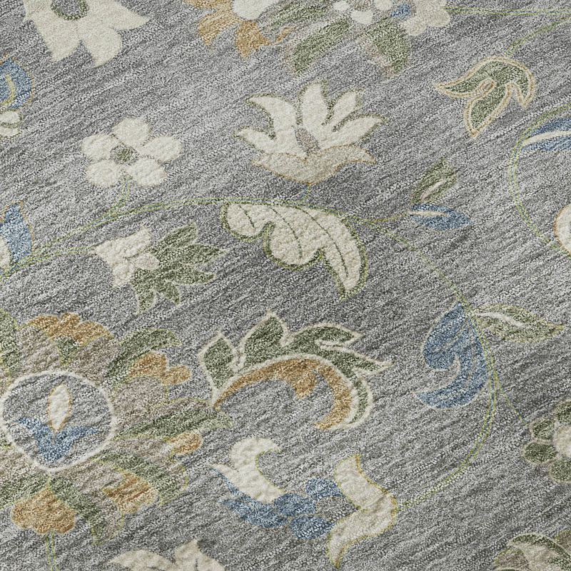 Tapis floral Goulven AMF1006 lavable à la machine de qualité supérieure, Rectangulaire 3 pi x 5 pi