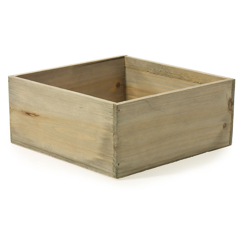 Boîte à fleurs en bois , Naturel, H 4 po x l 9,25 po x P 9,25 po