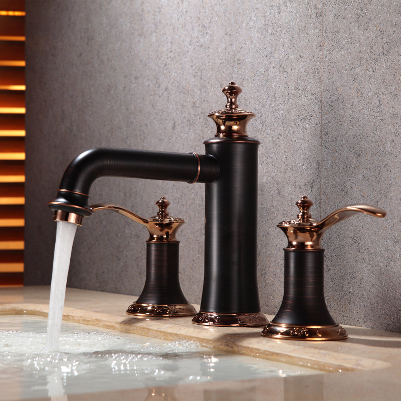 Artesian Widespread 2-handle Bathroom Faucet, Oil Rubbed Bronze/Rose Gold