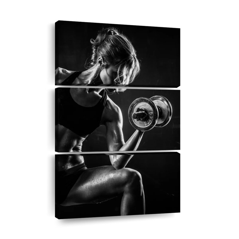 Fitness Lady - Ensemble de 3 toiles tendues, H 45 po x l 28 po x P 1,25 po