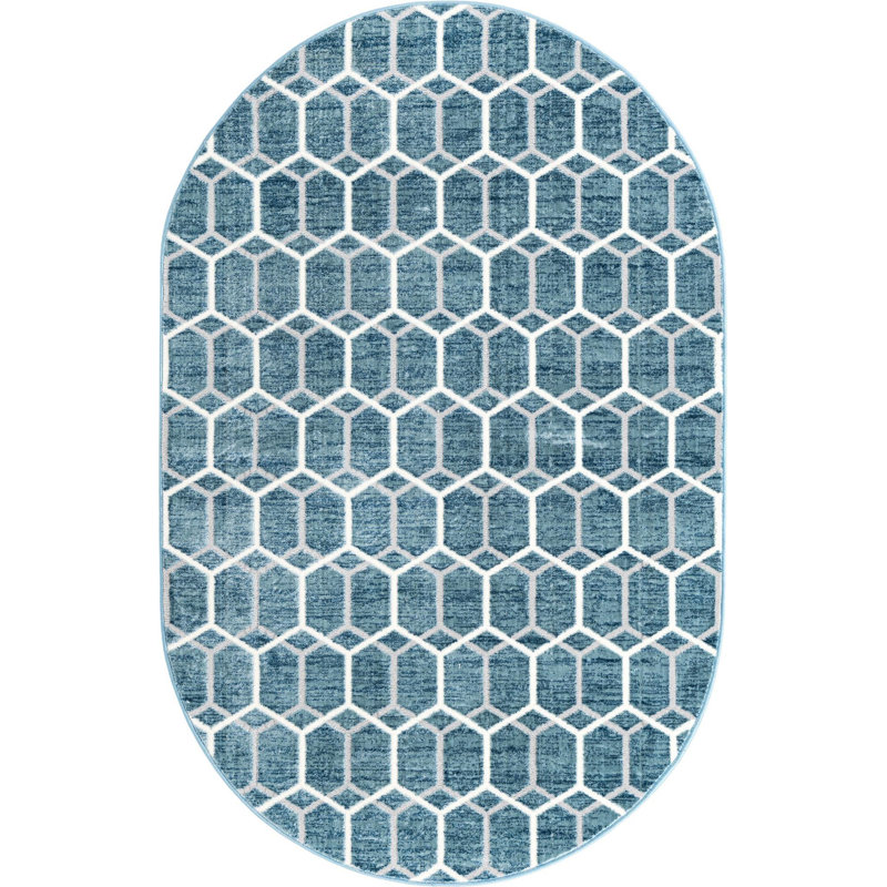 Eshin Geometric Indoor Rug, Oval 5'3" x 8'