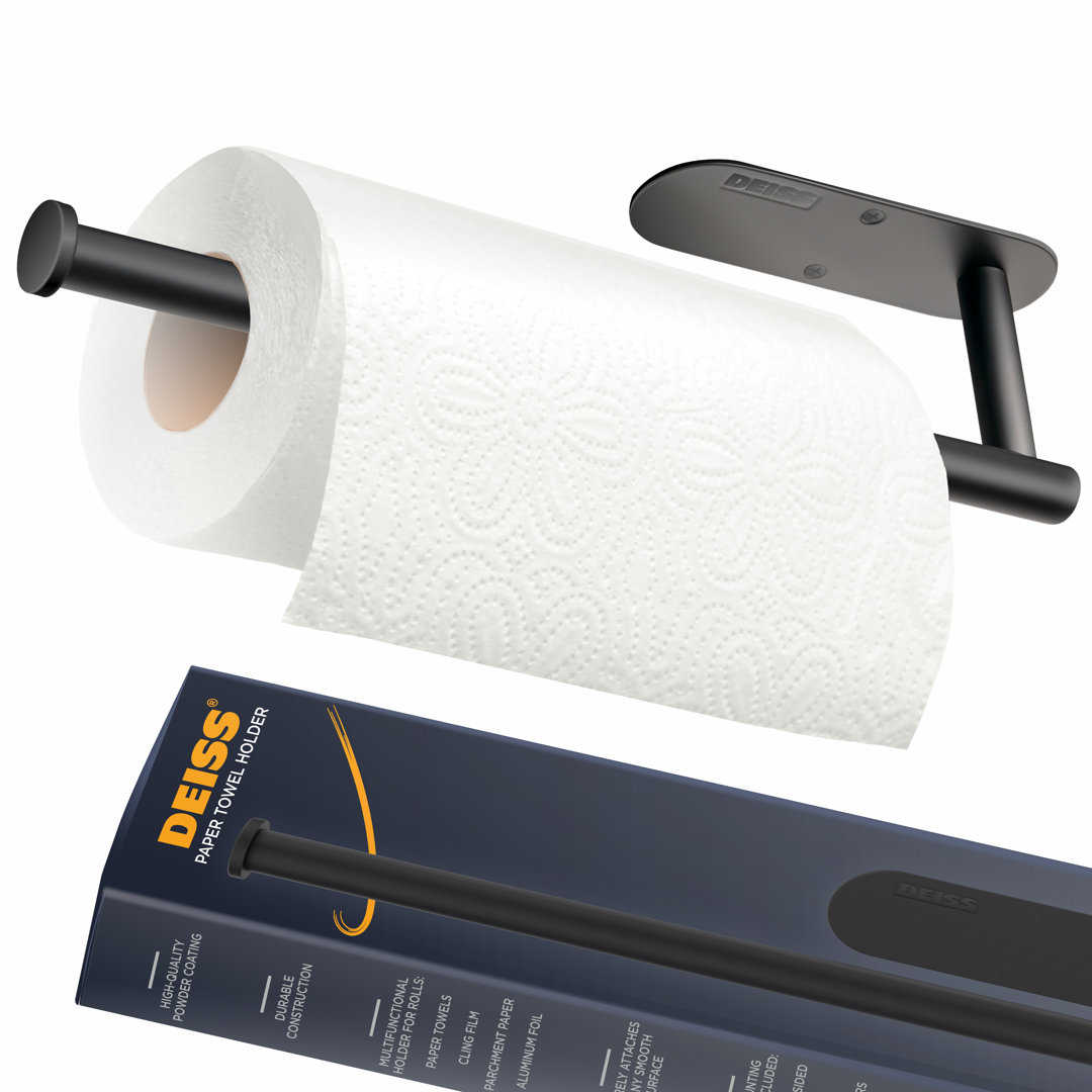Deiss Pro Paper Towel Holder For Kitchen - Rust-resistant Stainless Steel, Space-saving Paper Towel