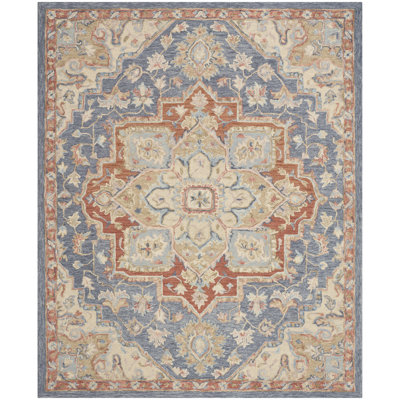  Tapis d'intérieur vintage bleu 7 pi 9 po x 9 pi 9 po Maison