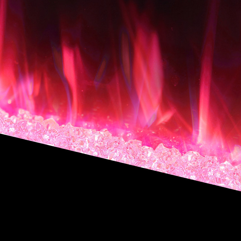 Foyer électrique ultra-mince, radiateur encastré mural et encastré avec télécommande, 5100 BTU, modes flamme et cristal en 12 couleurs, minuterie, mode veille