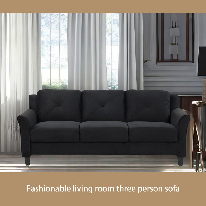 Upholstered 74.9'' Sofa, Black 100% Polyester