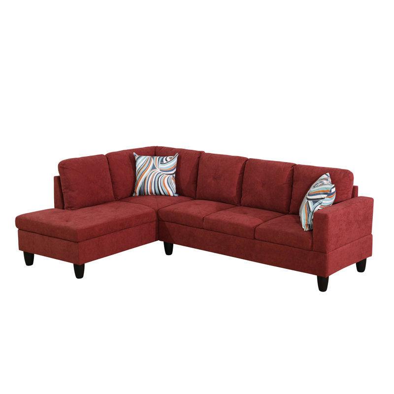 Ensemble de canapé modulaire en flanelle de 103 po 2 pièces avec méridienne 103 po Verona , Microfibre / suédine rouge