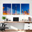 Ensemble de 3 tableaux sur toile représentant la ligne d'horizon de Dubaï avec le Burj Khalifa-140875576