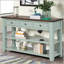 Solid Pine Wood Top Console Table, Modern Entryway Sofa Side Table with 3 Storage Drawers and 2 Shelves. Easy to Assemble