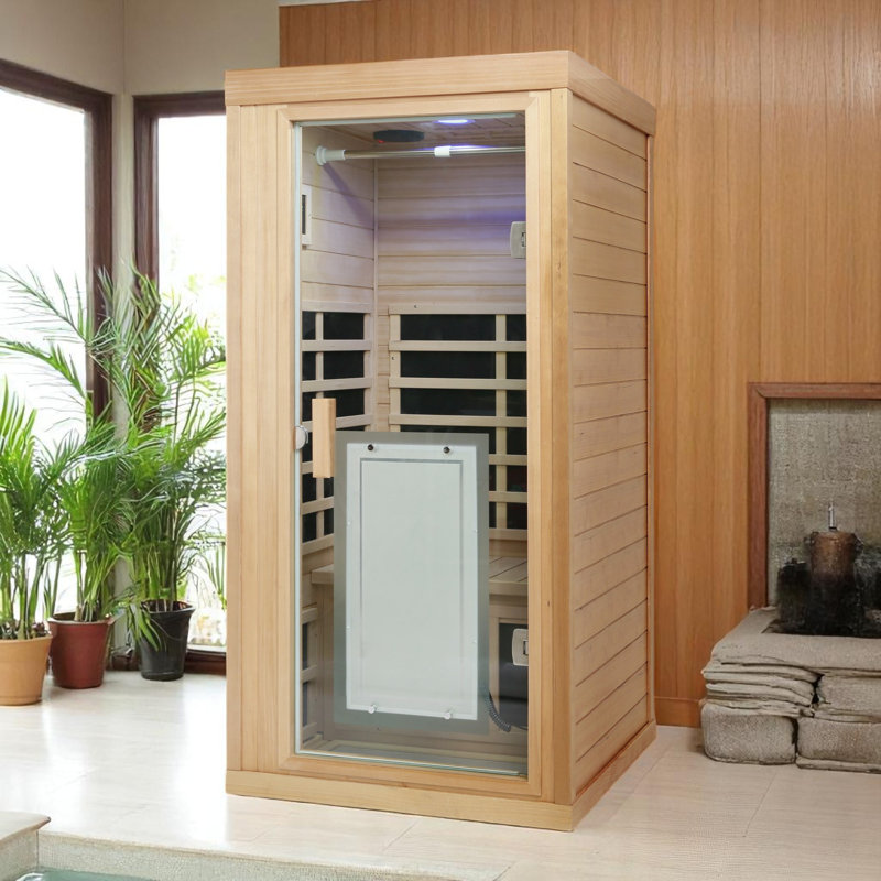 Single Person Bluetooth Compatible Low EMF FAR Infrared Sauna For Indoor Use, Hemlock