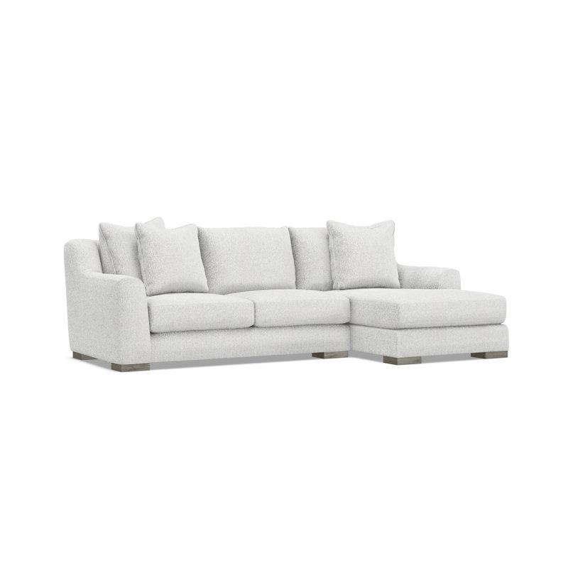 Gabi 3-Piece Fabric Sectional, 35" H x  105" W x 63.5" D, White Polyester, Right Hand Facing