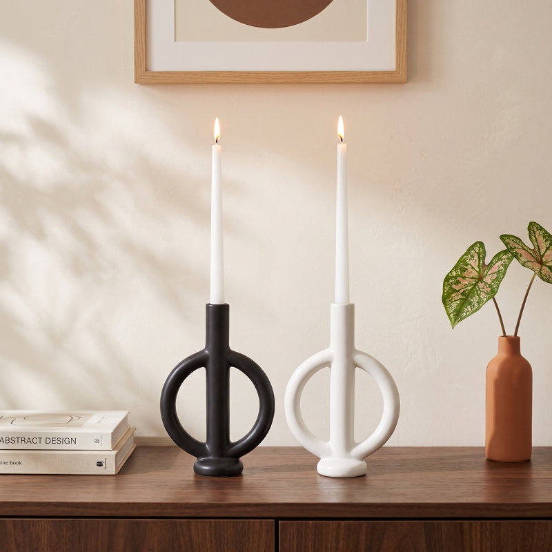 Mable 9.55'' H Earthenware Tabletop Candlestick