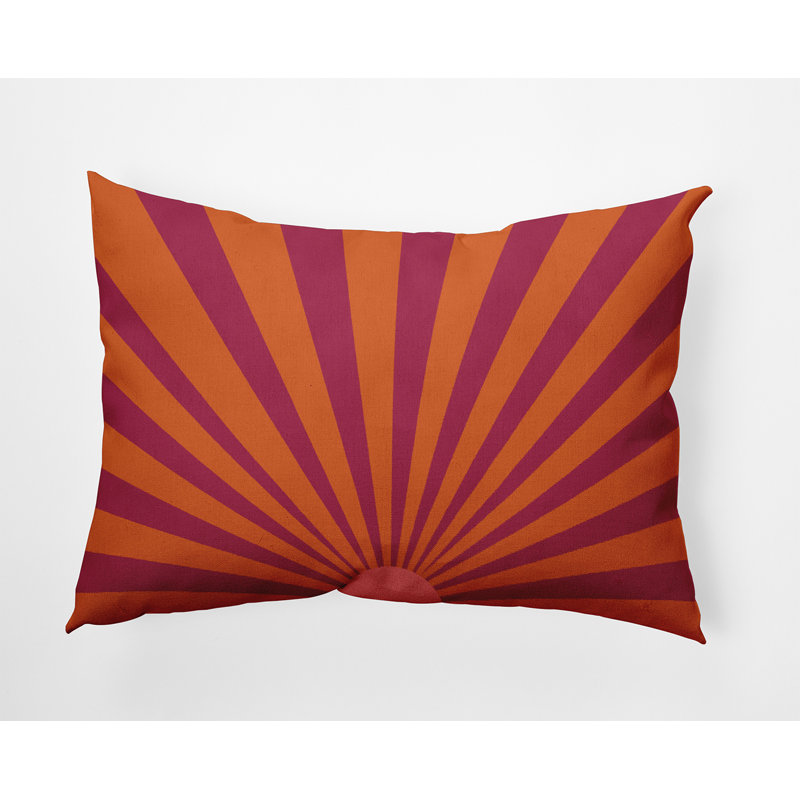 Outdoor Reversible Throw Pillow, Red/Orange Geometric