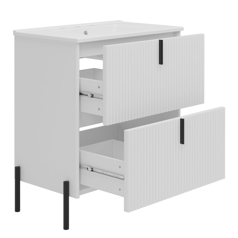Meuble-lavabo 30 po avec lavabo en céramique, Blanc