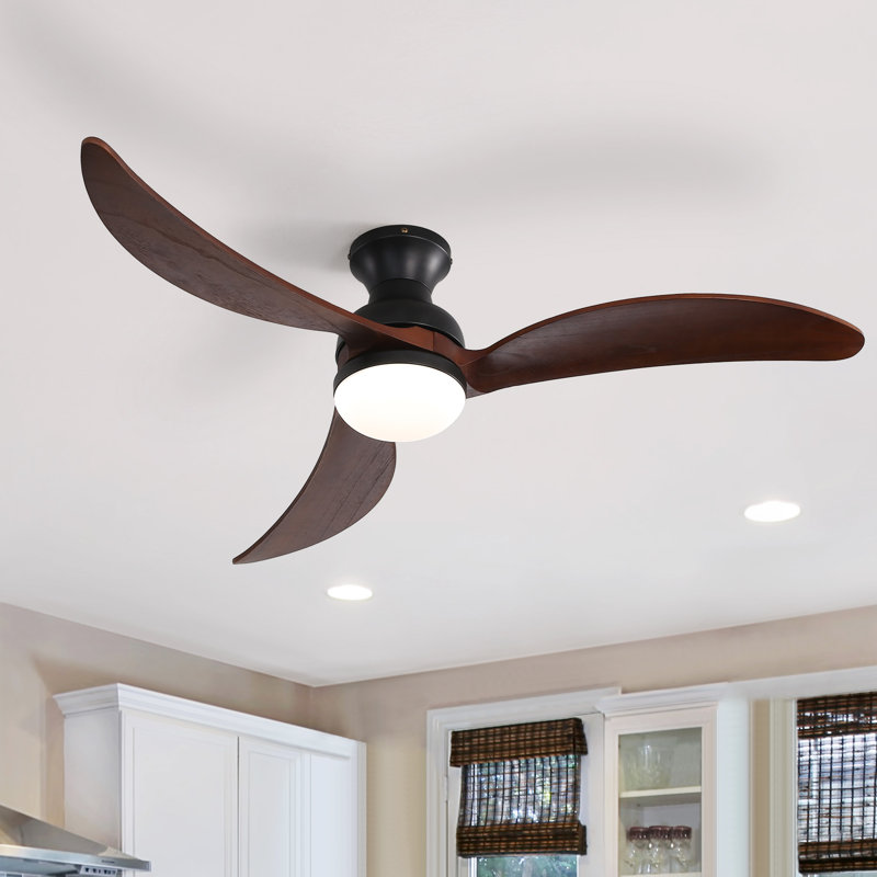 Nicola 52" 3 - Blade LED Standard Ceiling Fan with Remote Control and Light Kit Included, Black/Brown