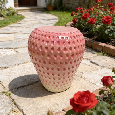 Tabouret à fruits Strawberry, tabouret surdimensionné en résine de 13,4 po, table d'appoint, décorations d'intérieur pour jardin, mobilier d'extérieur polyvalent