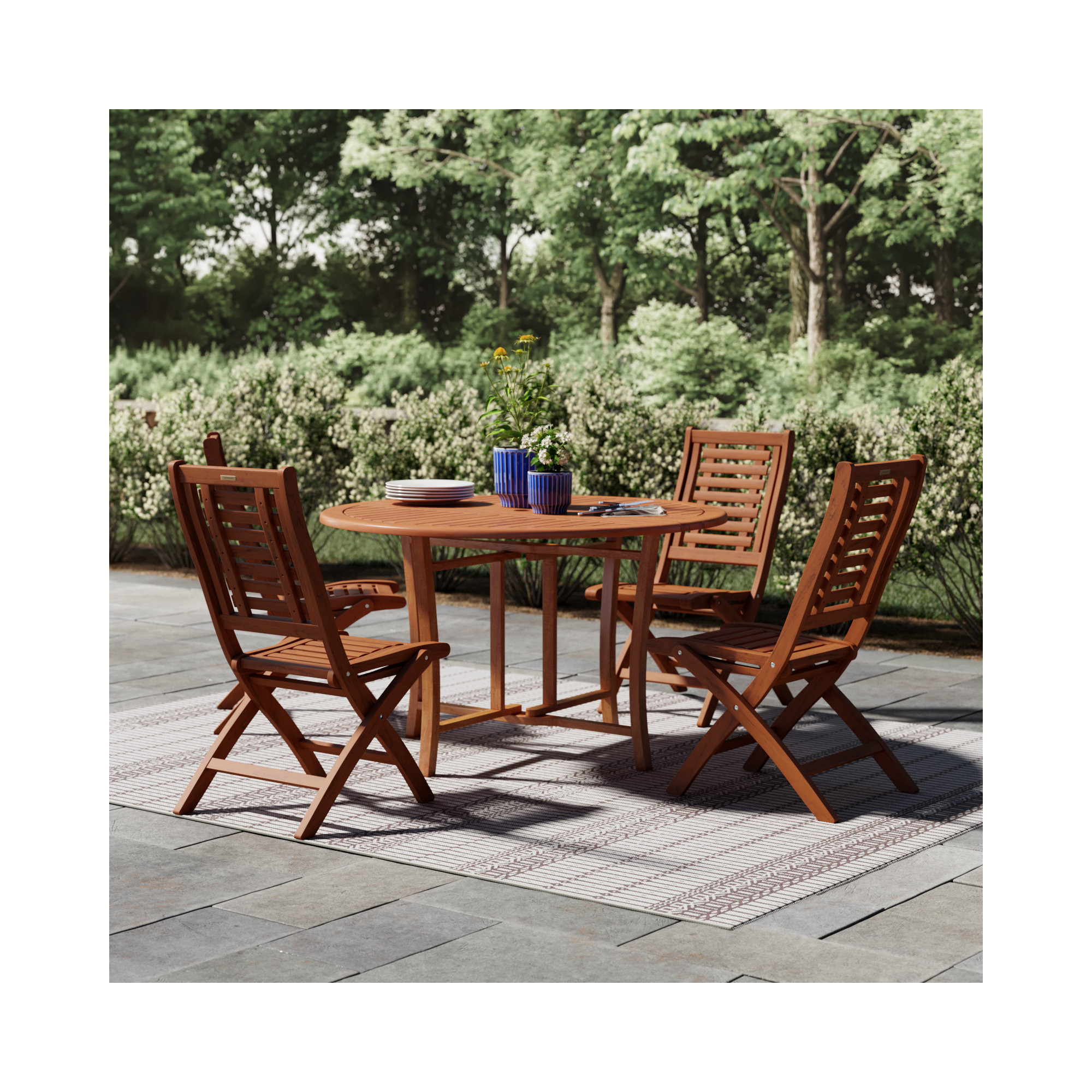 Kinsler Brazilian Eucalyptus 5 Piece Dining Set, 48"