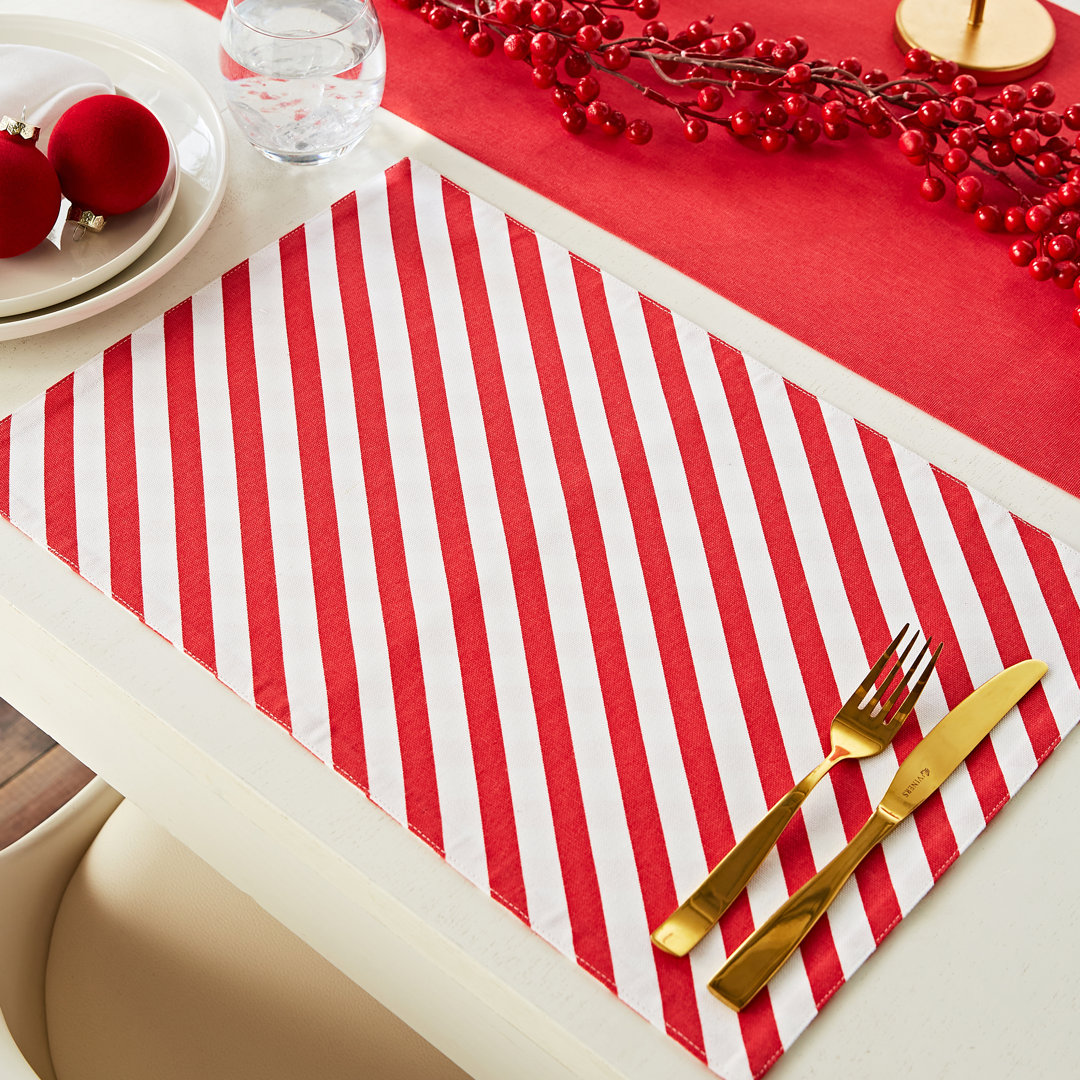 Christmas Candy Cane Cotton Dining Placemat 4 Pack