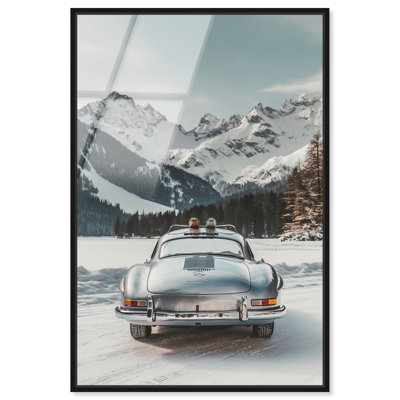Oliver Gal Colorado Ski Car Sports Car - Framed Acrylic Glass Wall Art