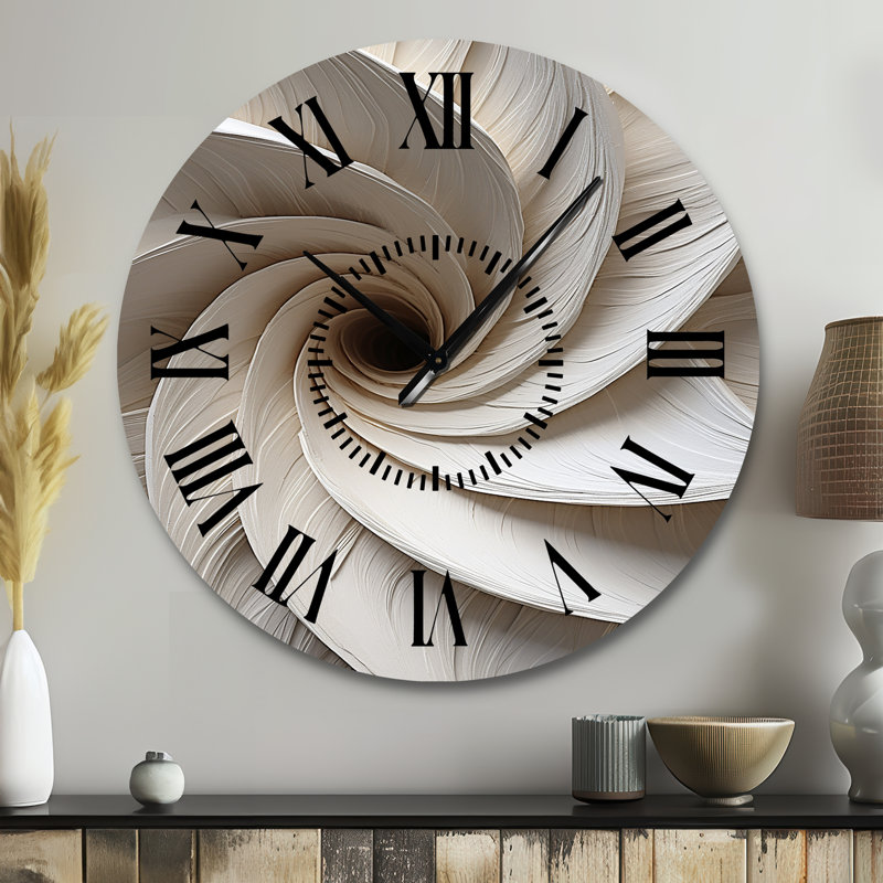 Horloge murale à spirales abstraites blanches, Grand