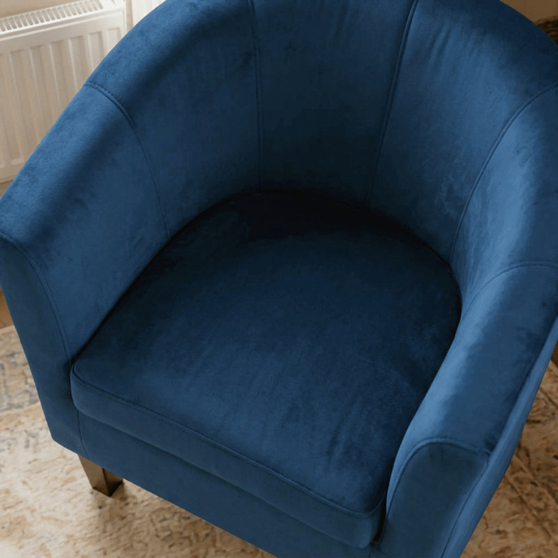 Velvet Upholstered 67m Occasional Accent Chair, Dark Blue