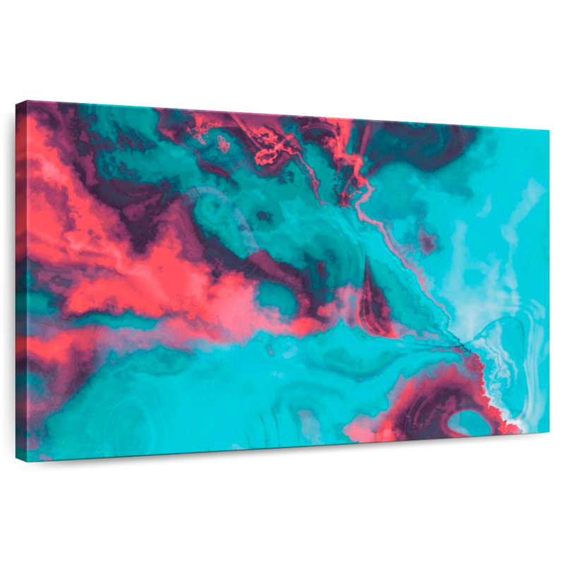Avery Abstract Red And Blue Ripple, 16" H x 24" W